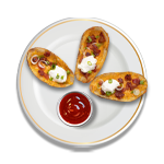 5 Pcs Potato Skins With Cheese & 1 Topping 